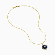 14K Yellow Gold Blue Sapphire and Diamond Starfish Medallion Pendant