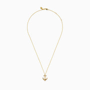 14K Yellow Gold Diamond Accented Polished Anchor Pendant