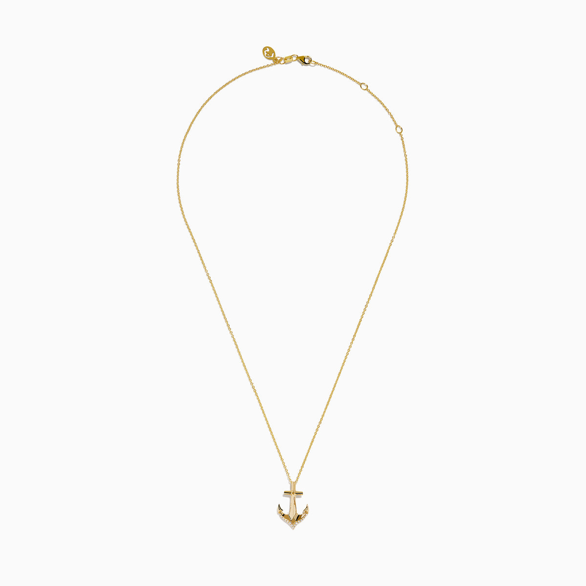 14K Yellow Gold Diamond Accented Polished Anchor Pendant