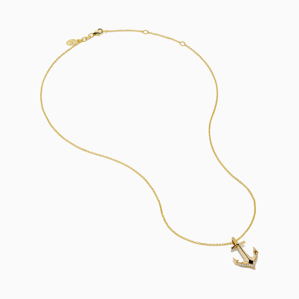 14K Yellow Gold Diamond Accented Polished Anchor Pendant