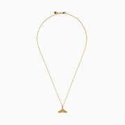 14K Two-Tone Gold Yellow and White Diamond Pave Whale Tail Pendant