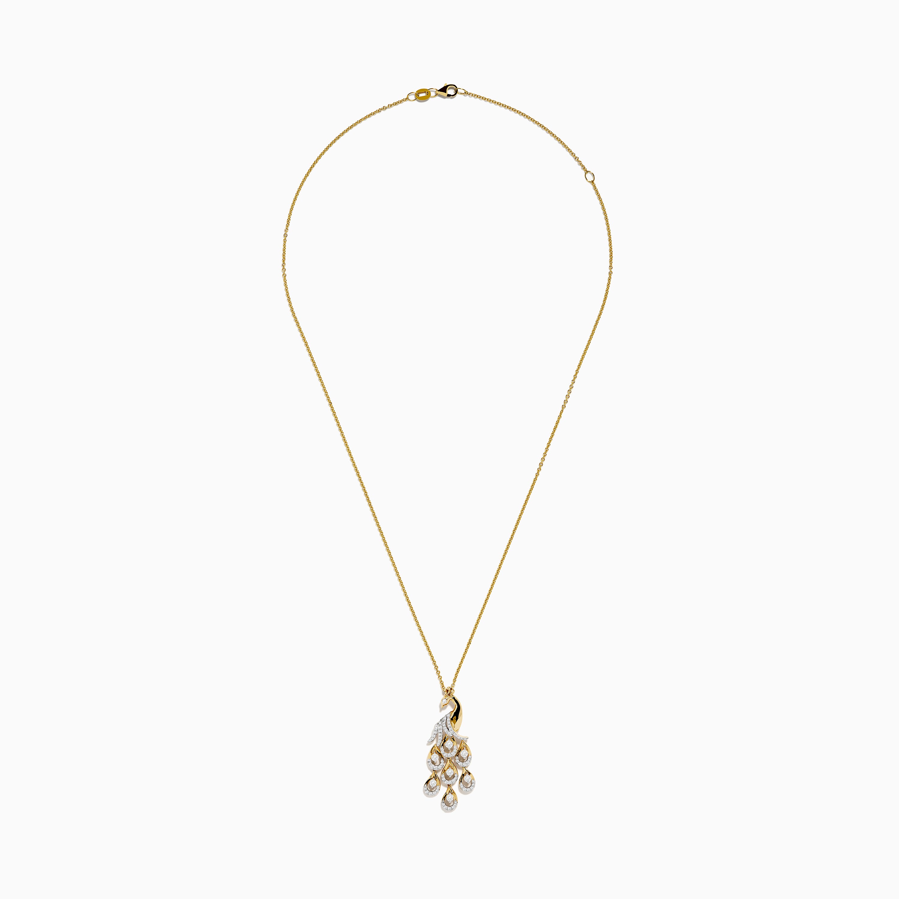 Safari 14K Yellow Gold Diamond Peacock Pendant – effyjewelry.com