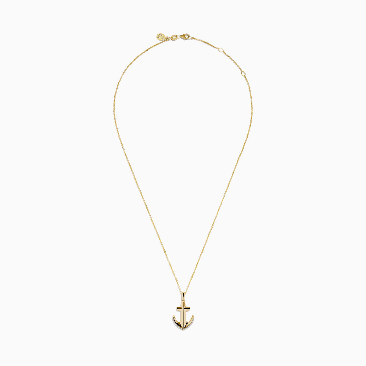 14K Yellow Gold Diamond Pave Anchor Pendant