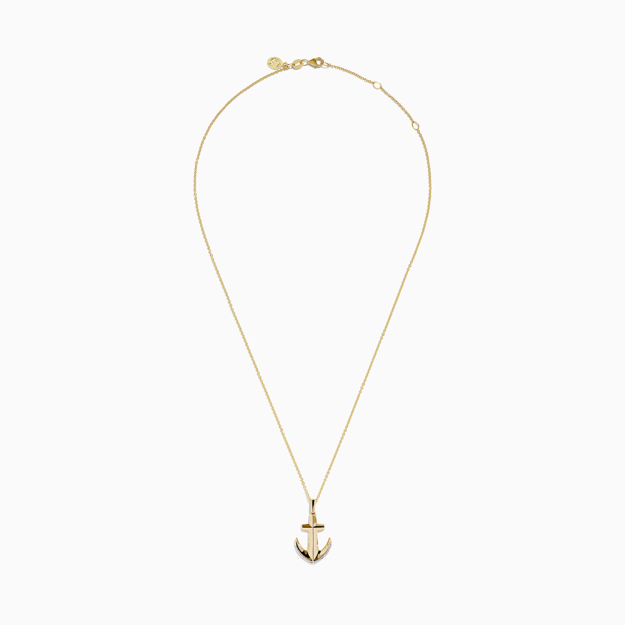 14K Yellow Gold Diamond Pave Anchor Pendant
