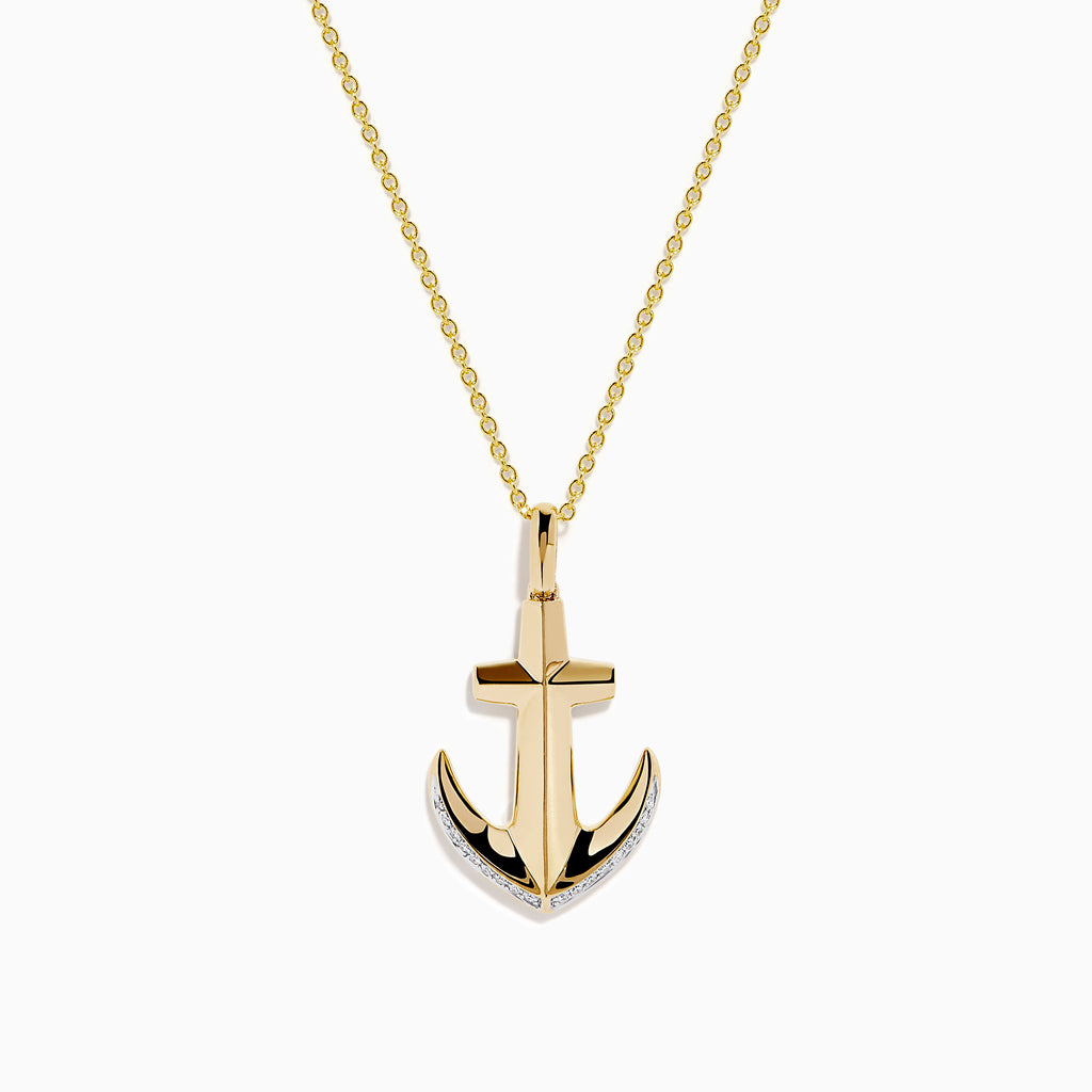 14K Yellow Gold Diamond Pave Anchor Pendant