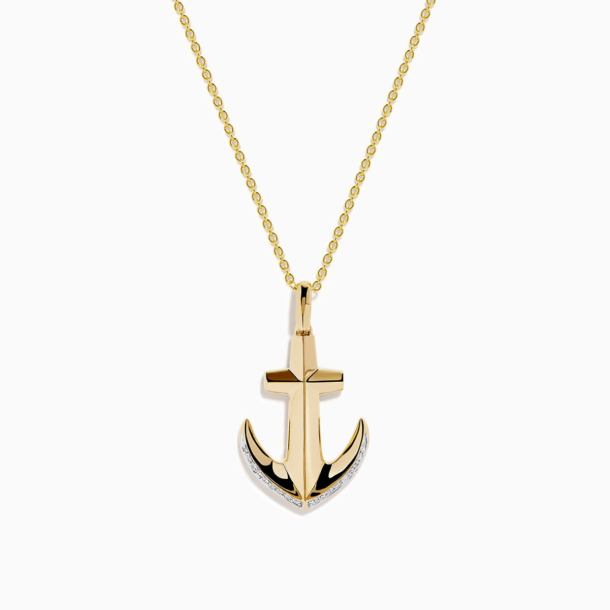 14K Yellow Gold Diamond Pave Anchor Pendant