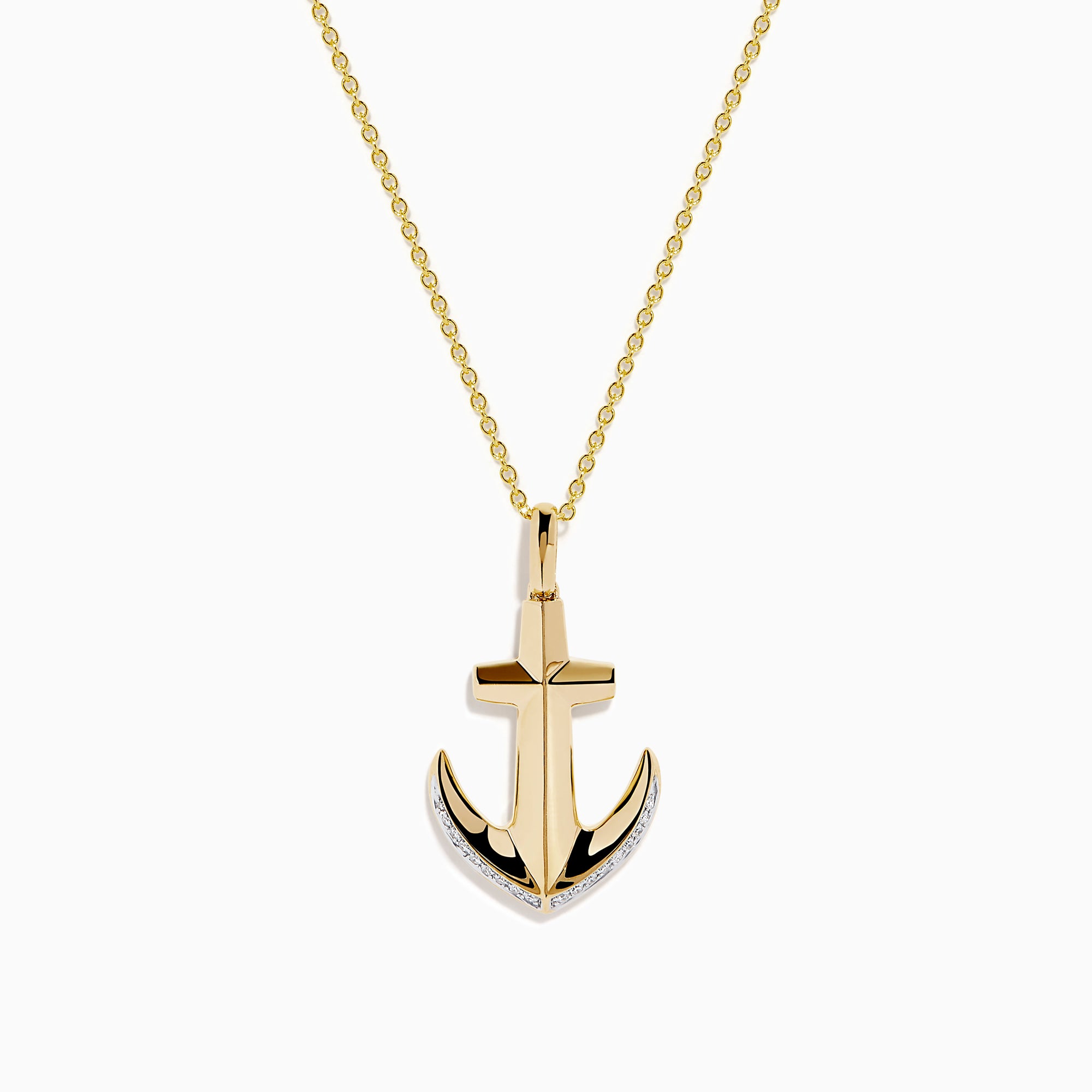 14K Yellow Gold Diamond Pave Anchor Pendant