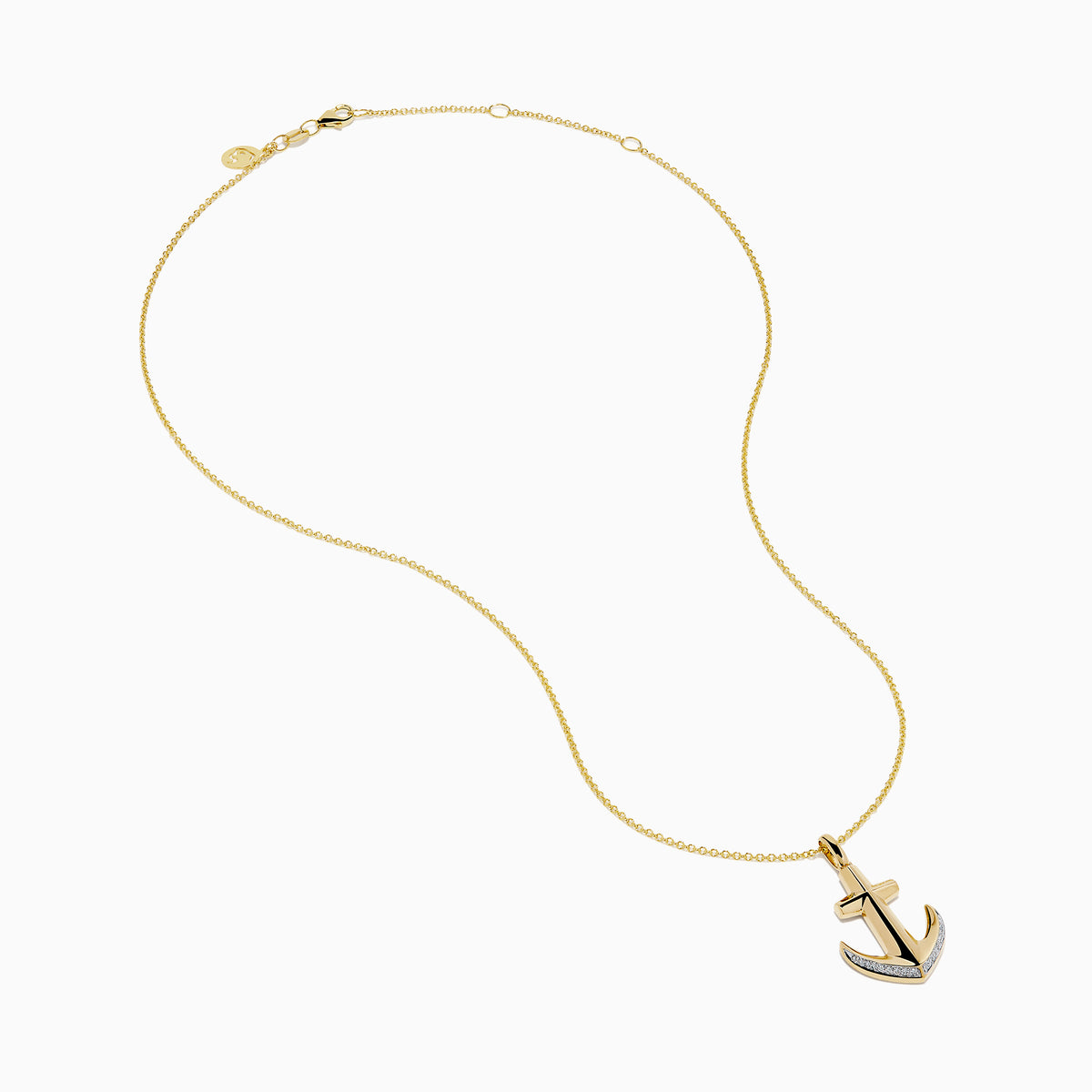 14K Yellow Gold Diamond Pave Anchor Pendant