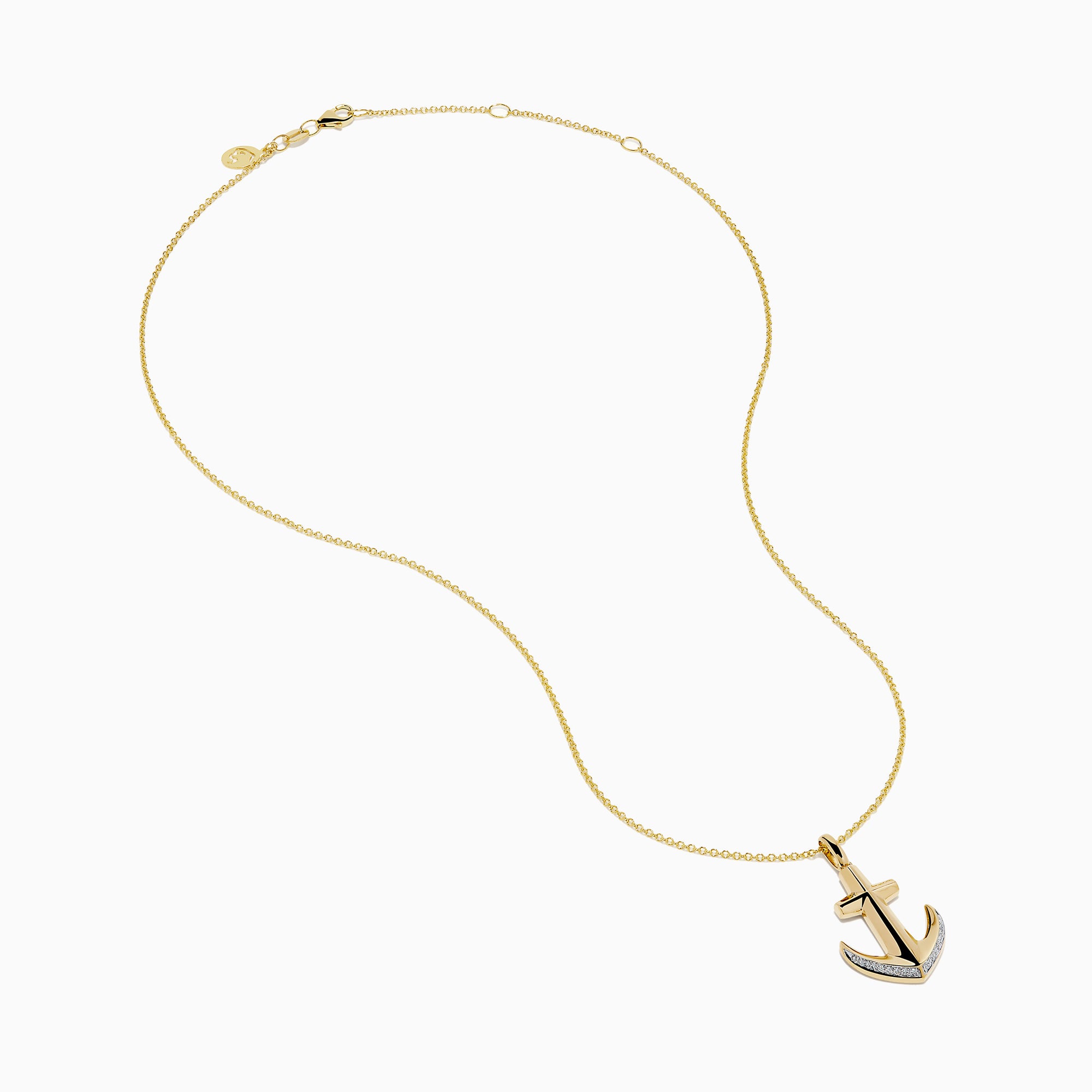 14K Yellow Gold Diamond Pave Anchor Pendant