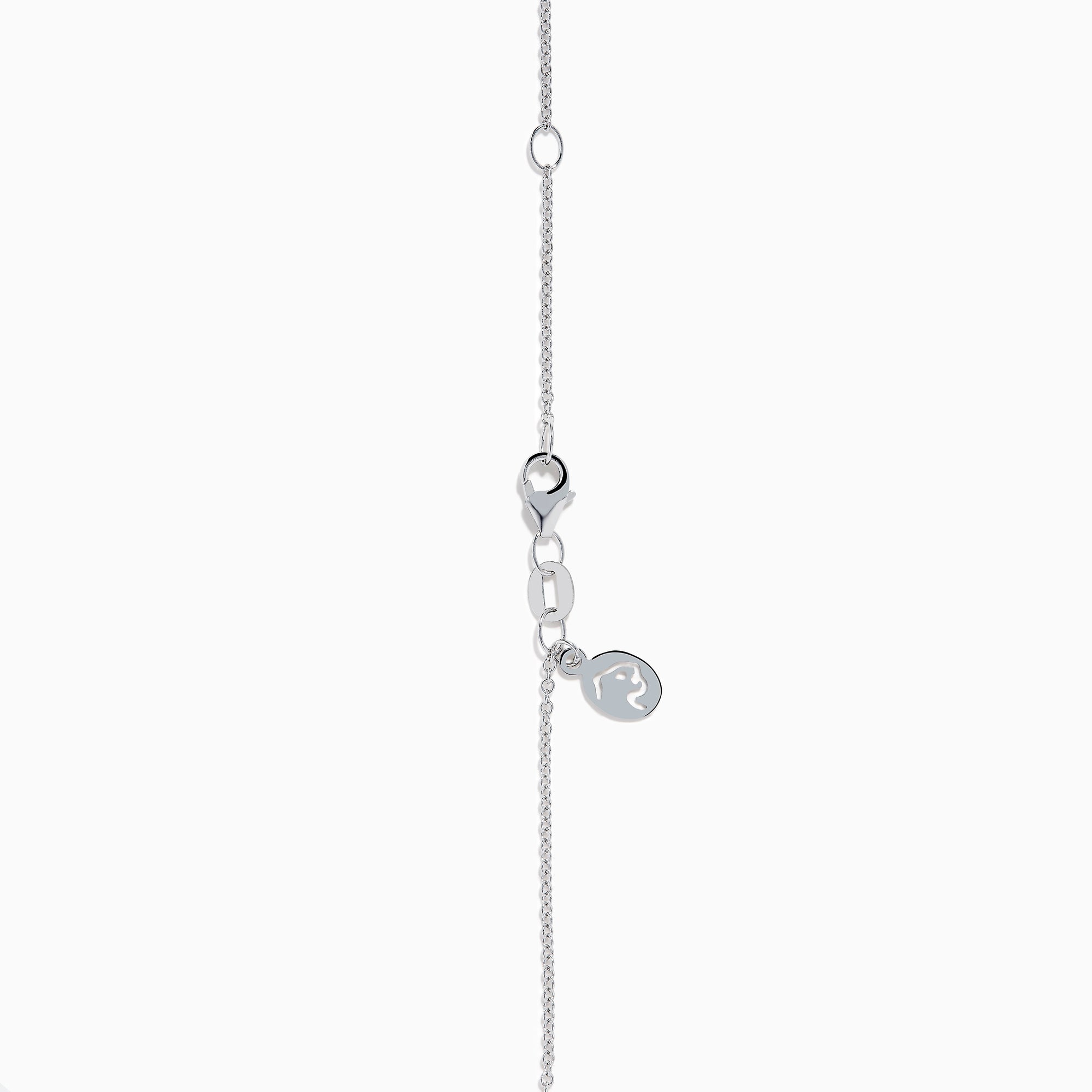 The Safari 14K White Gold Black and White Diamond Panda Pendant showcases a panda’s face adorned with sparkling black and white diamonds, highlighting its charming features.