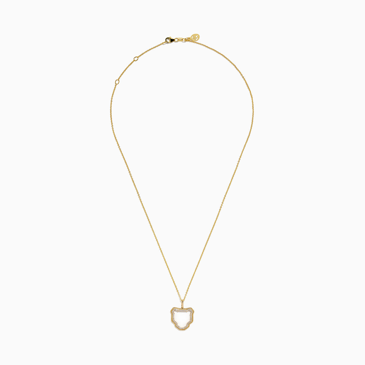 The Signature 14K Yellow Gold Diamond Textured Panther Outline Pendant features a delicate open-center panther shape outlined with sparkling diamonds for an elegant look.