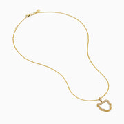 The Signature 14K Yellow Gold Diamond Textured Panther Outline Pendant features a delicate open-center panther shape outlined with sparkling diamonds for an elegant look.