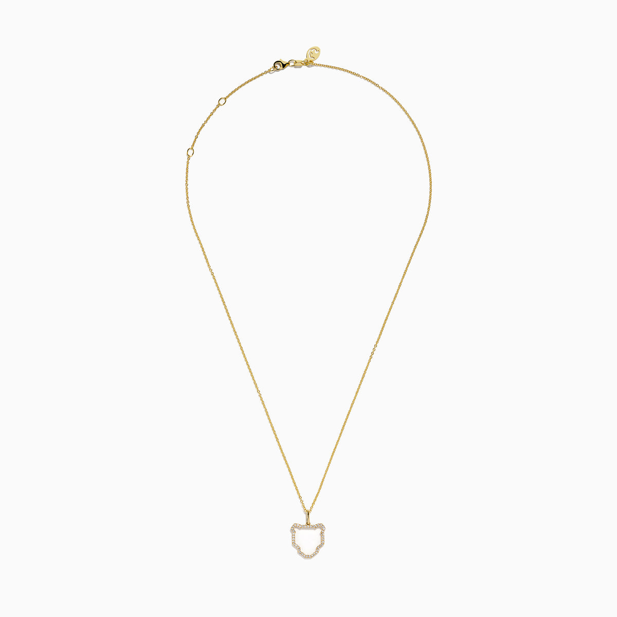 The Signature 14K Yellow Gold Diamond Pave Panther Outline Pendant features a minimalist open panther design encrusted with sparkling diamonds, hanging at the center of a delicate chain.