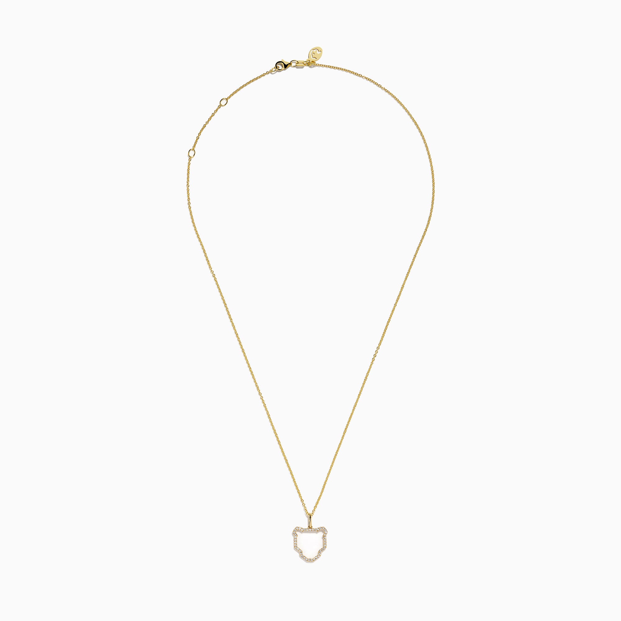 The Signature 14K Yellow Gold Diamond Pave Panther Outline Pendant features a minimalist open panther design encrusted with sparkling diamonds, hanging at the center of a delicate chain.