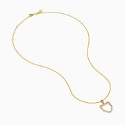 The Signature 14K Yellow Gold Diamond Pave Panther Outline Pendant features a minimalist open panther design encrusted with sparkling diamonds, hanging at the center of a delicate chain.
