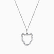 The Signature 14K White Gold Multi Shape Diamond Panther Outline Pendant is a delicate necklace featuring a panther-shaped outline adorned with sparkling multi-shape diamonds.