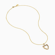 The Signature 14K Yellow Gold Diamond Sculpted Panther Outline Pendant features a panther-shaped pendant with diamond accents along the edges, suspended from a delicate gold chain.
