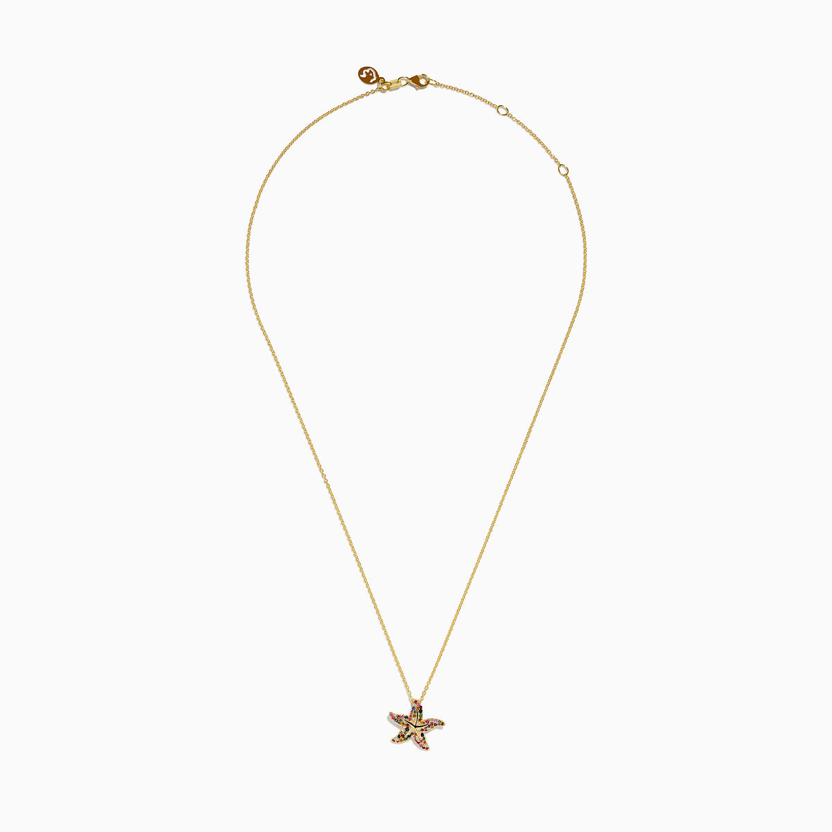 Watercolors 14K Yellow Gold Multi Sapphire and Diamond Starfish Pendant