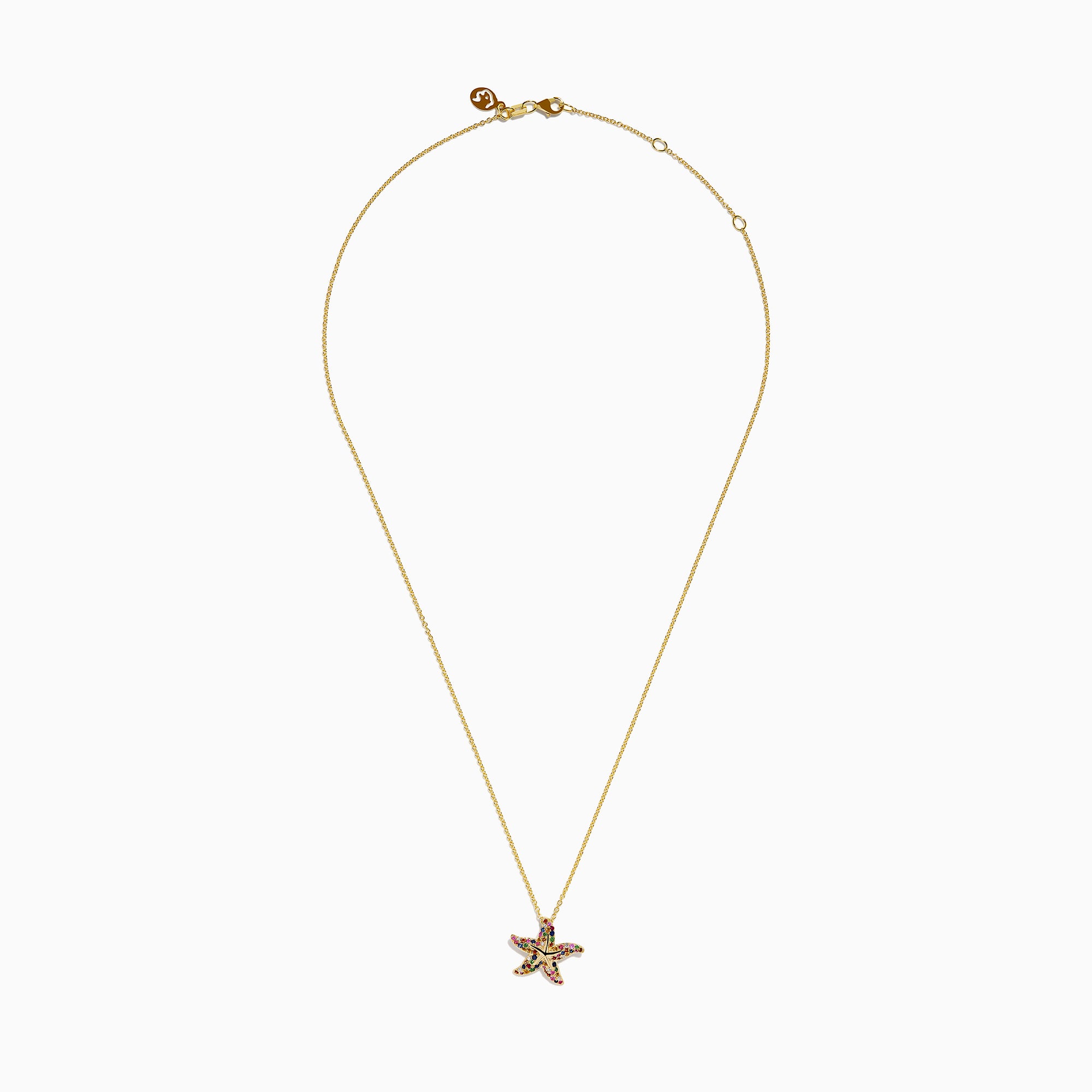 Watercolors 14K Yellow Gold Multi Sapphire and Diamond Starfish Pendant
