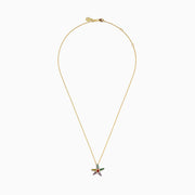 Watercolors 14K Gold Multi Sapphire, Orange Sapphire and Diamond Starfish Pendant
