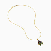 Watercolors 14K Yellow Gold Multi Sapphire and Diamond Lovebirds Pendant