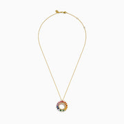 Watercolors 14K Yellow Gold Multi Sapphire and Diamond Sunburst Pendant