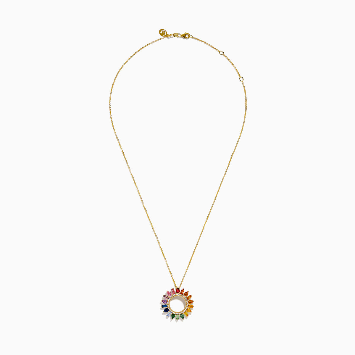 Watercolors 14K Yellow Gold Multi Sapphire and Diamond Sunburst Pendant