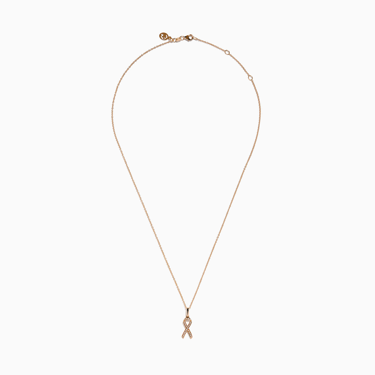 14K Rose Gold Diamond Pave Ribbon Pendant