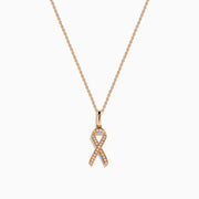 14K Rose Gold Diamond Pave Ribbon Pendant