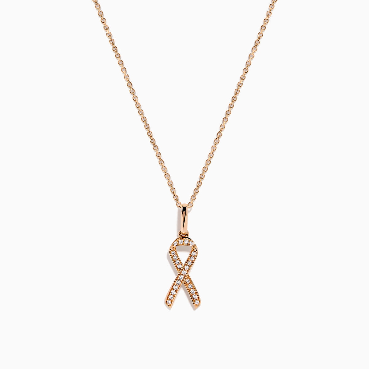 14K Rose Gold Diamond Pave Ribbon Pendant