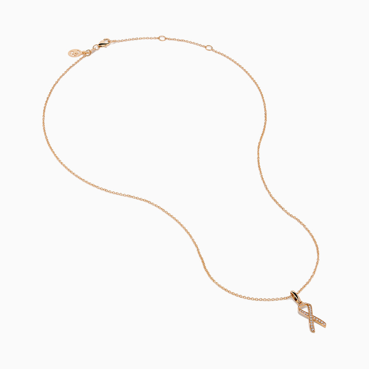 14K Rose Gold Diamond Pave Ribbon Pendant