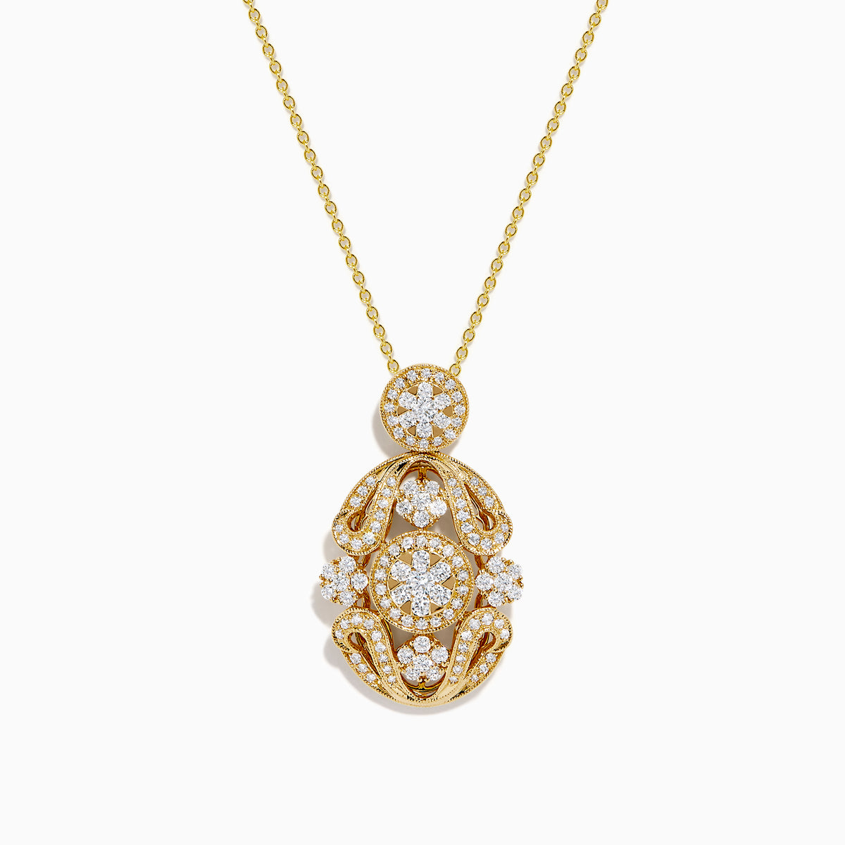 14K Yellow Gold Diamond Openwork Filigree Pendant
