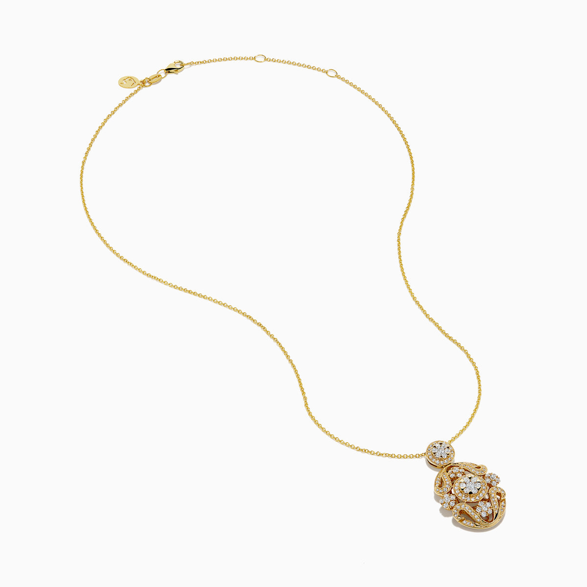 14K Yellow Gold Diamond Openwork Filigree Pendant