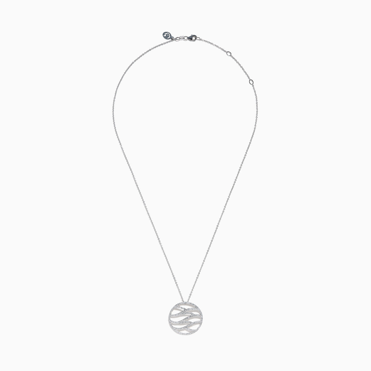 14K White Gold Diamond Pave Openwork Wave Pendant