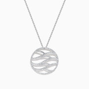 14K White Gold Diamond Pave Openwork Wave Pendant
