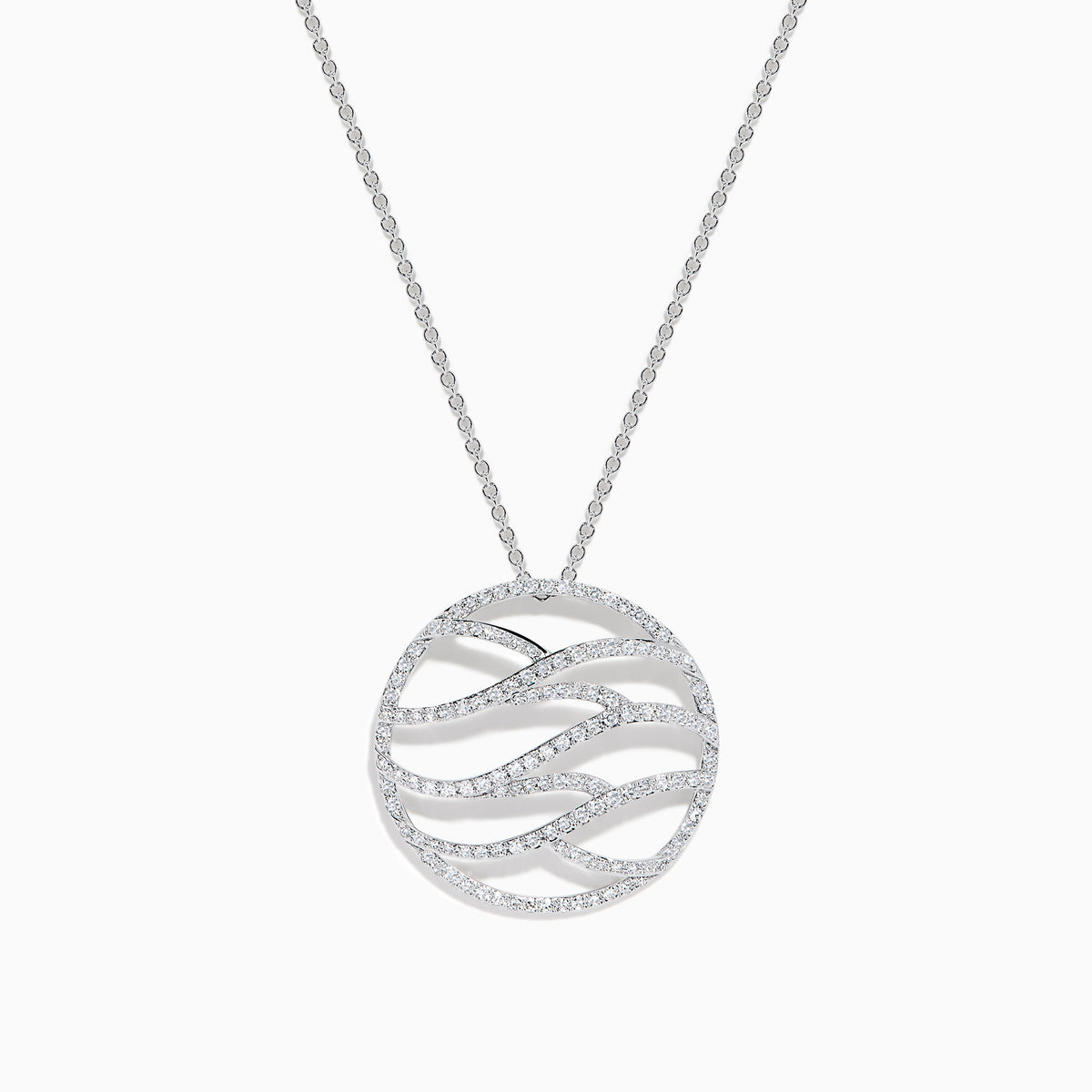 14K White Gold Diamond Pave Openwork Wave Pendant