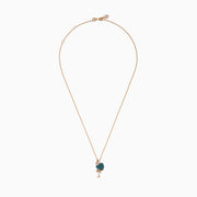 The Safari 14K Rose Gold Multi Color Diamond Flamingo Pendant features a flamingo standing on one leg, adorned with vibrant blue, white, and multicolor diamond accents on a rose gold chain.