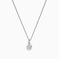 The 925 Sterling Silver Diamond Cluster Pendant features a round, sparkling diamond cluster in a floral-style setting on a delicate silver chain, shown against a plain white background.