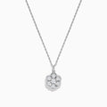 The 925 Sterling Silver Diamond Cluster Pendant features a delicate chain and a flower-shaped pendant with seven closely set round diamonds in an elegant cluster design.