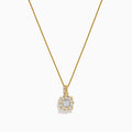 The Bouquet 14K Two-Tone Diamond Pendant (0.32 TCW) features a flower-shaped design with sparkling diamonds in a stunning circular floral pattern, set on an elegant gold chain.