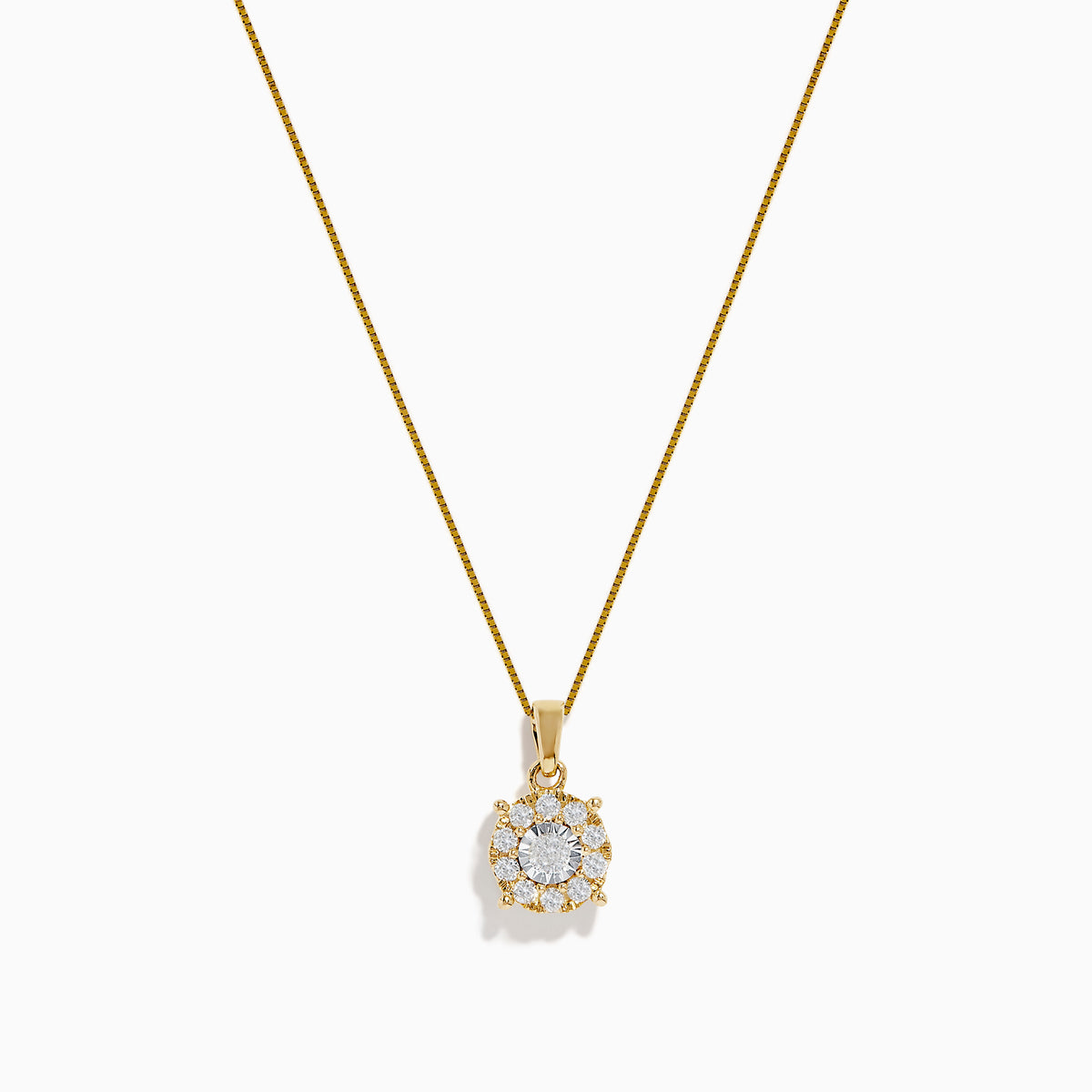 The Bouquet 14K Two-Tone Diamond Pendant (0.32 TCW) features a flower-shaped design with sparkling diamonds in a stunning circular floral pattern, set on an elegant gold chain.