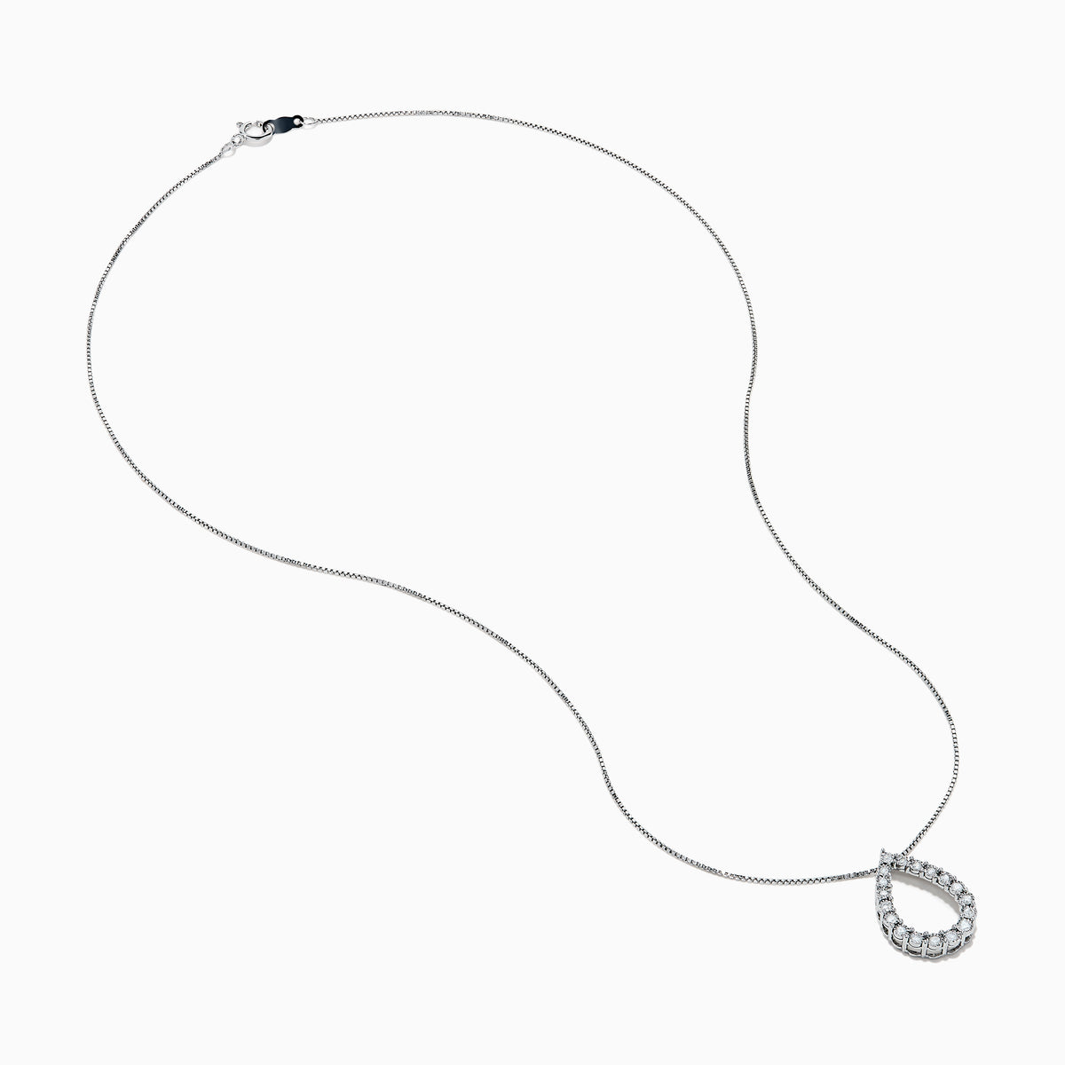 The 925 Sterling Silver Diamond Halo Pear Pendant features a teardrop-shaped design outlined with sparkling clear gemstones, elegantly displayed on a white background.