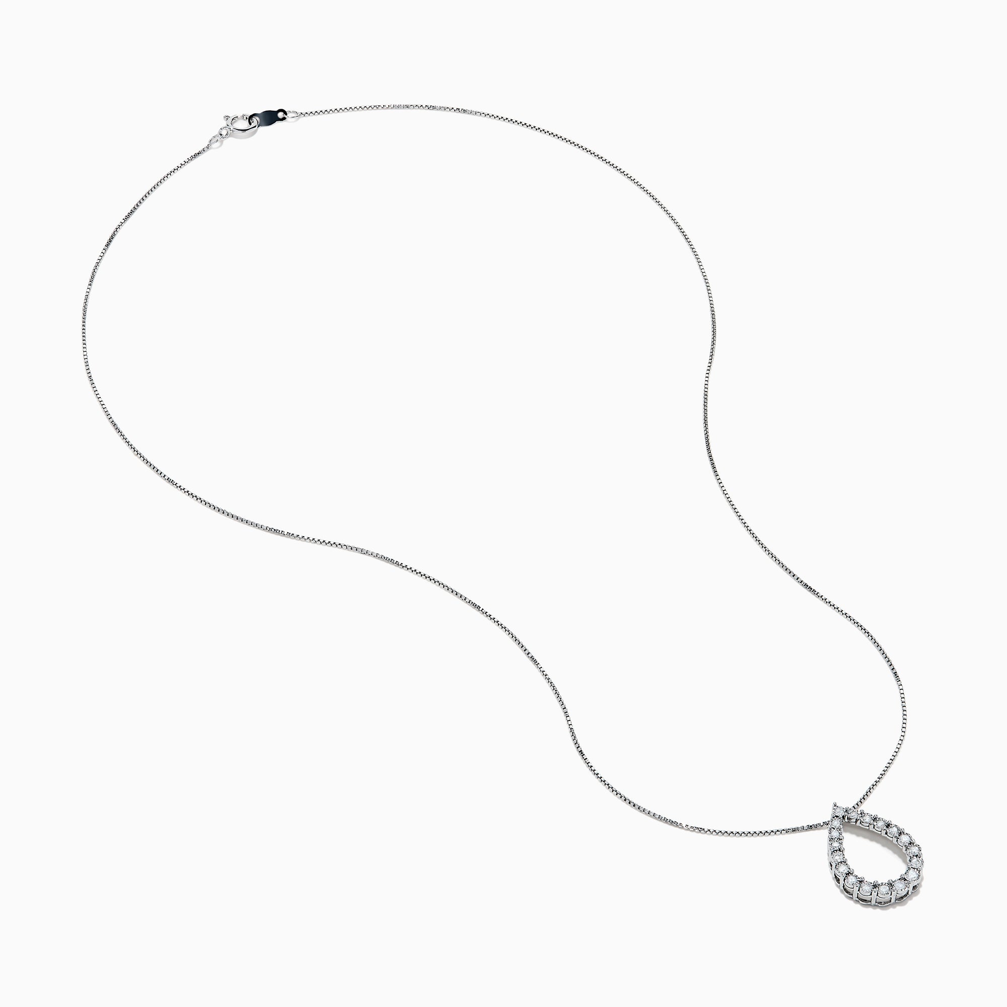 The 925 Sterling Silver Diamond Halo Pear Pendant features a teardrop-shaped design outlined with sparkling clear gemstones, elegantly displayed on a white background.