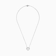 The 925 Sterling Silver Diamond Heart Pendant features a delicate heart design encrusted with sparkling diamonds, elegantly displayed against a white background.