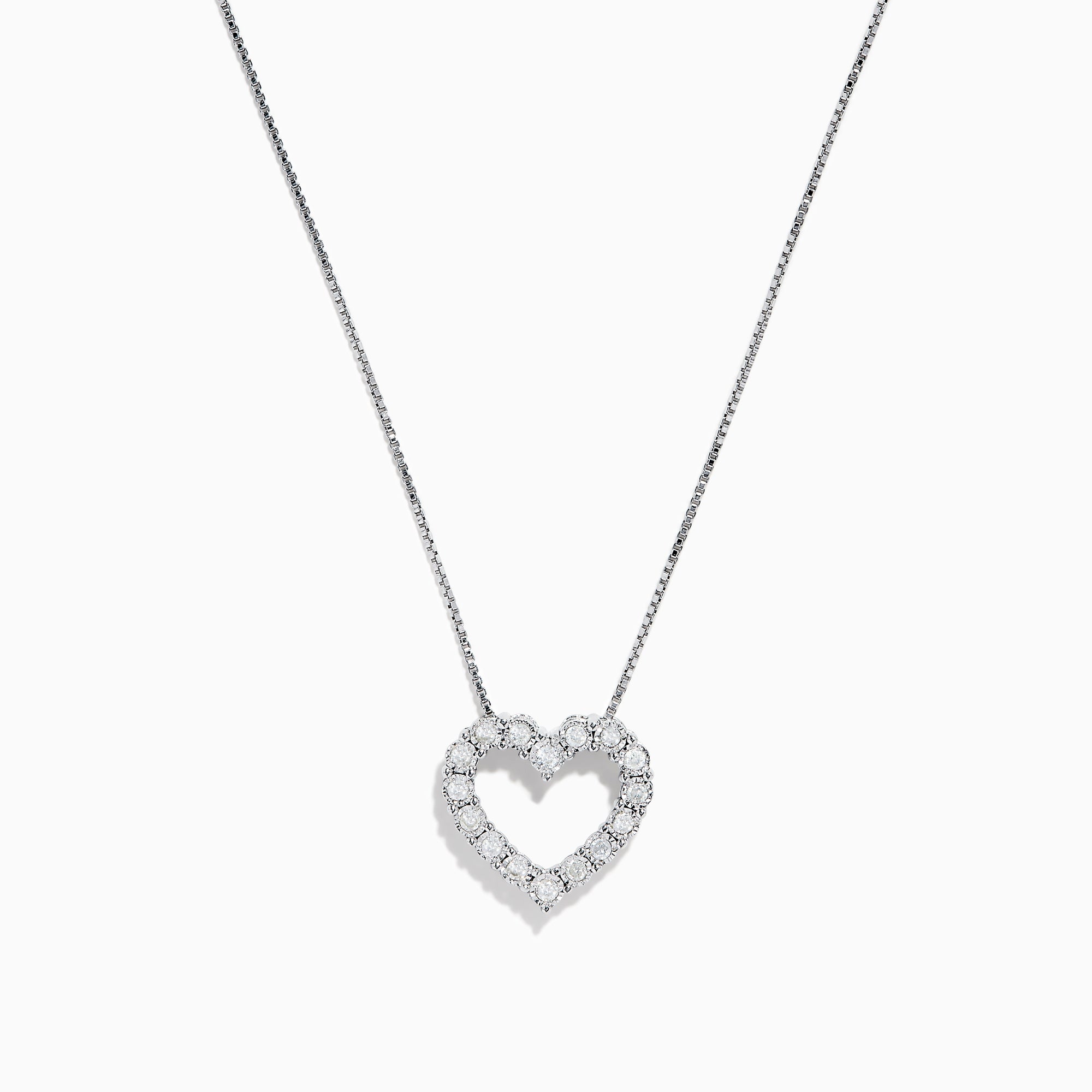 The 925 Sterling Silver Diamond Heart Pendant features a delicate heart design encrusted with sparkling diamonds, elegantly displayed against a white background.