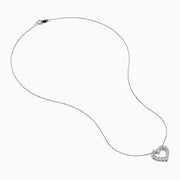 The 925 Sterling Silver Diamond Heart Pendant features a delicate heart design encrusted with sparkling diamonds, elegantly displayed against a white background.