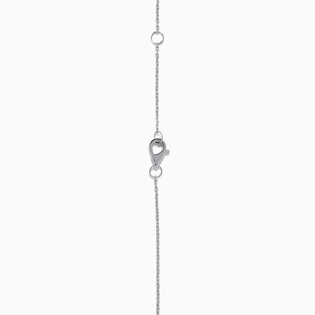 An 18K Two Tone Gold White and Pink Diamond Pendant featuring a square white diamond with a pink center stone, accented by two halos of sparkling white diamonds on a silver chain set with small diamonds.