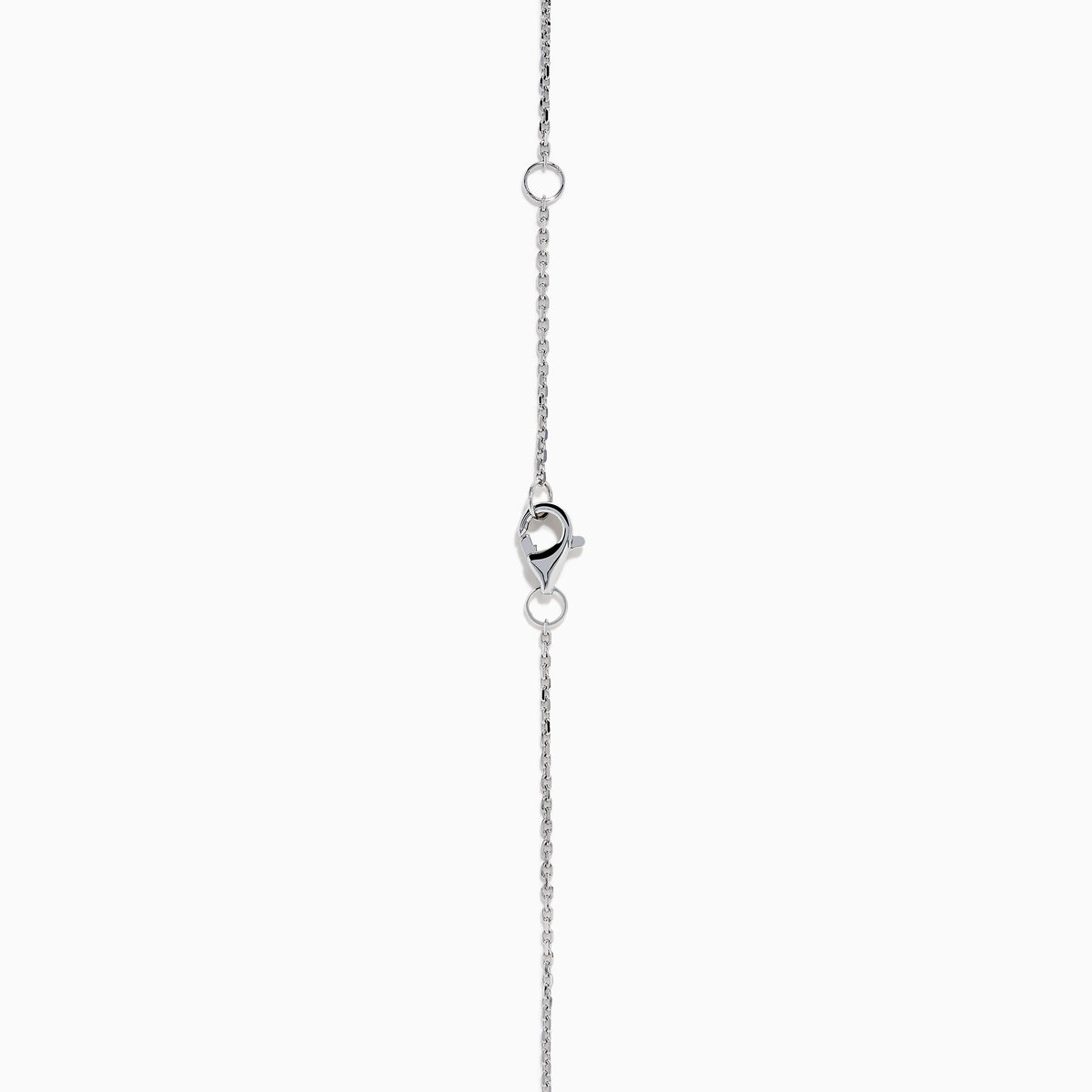 The 18K Gold Pink, Yellow and White Diamond Circles Pendant features three interlocking rings in tri-color gold with pink, yellow, and white diamonds on a silver chain against a white background.