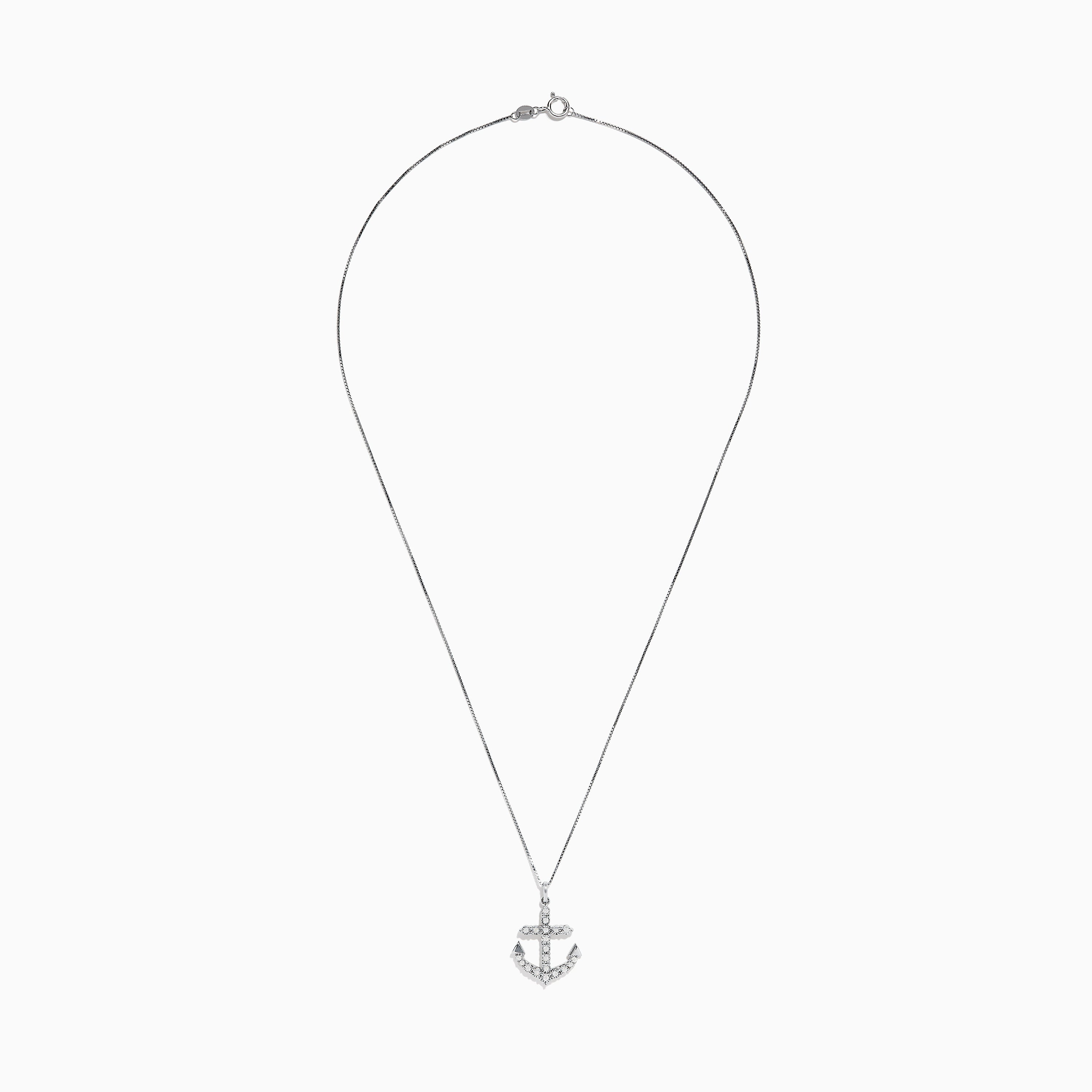 925 Sterling Silver Diamond Anchor Pendant