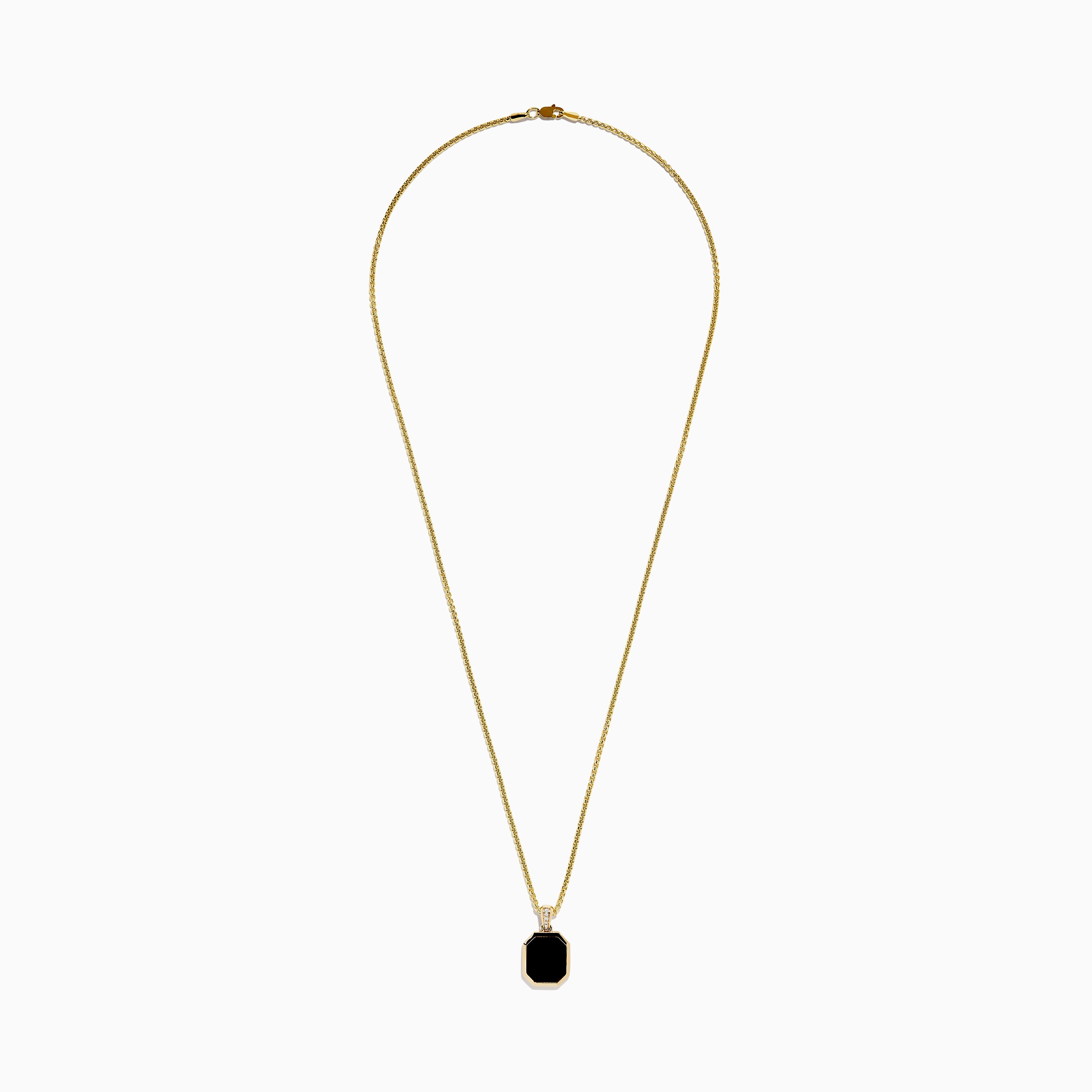 Men's 14K Yellow Gold Onyx and Diamond Pendant
